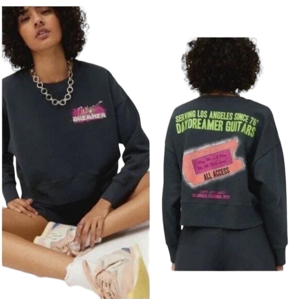 Daydreamer Retro Streetwear Guitar Cropped Sweatshirt Size 2X NWT - Picture 13 of 13